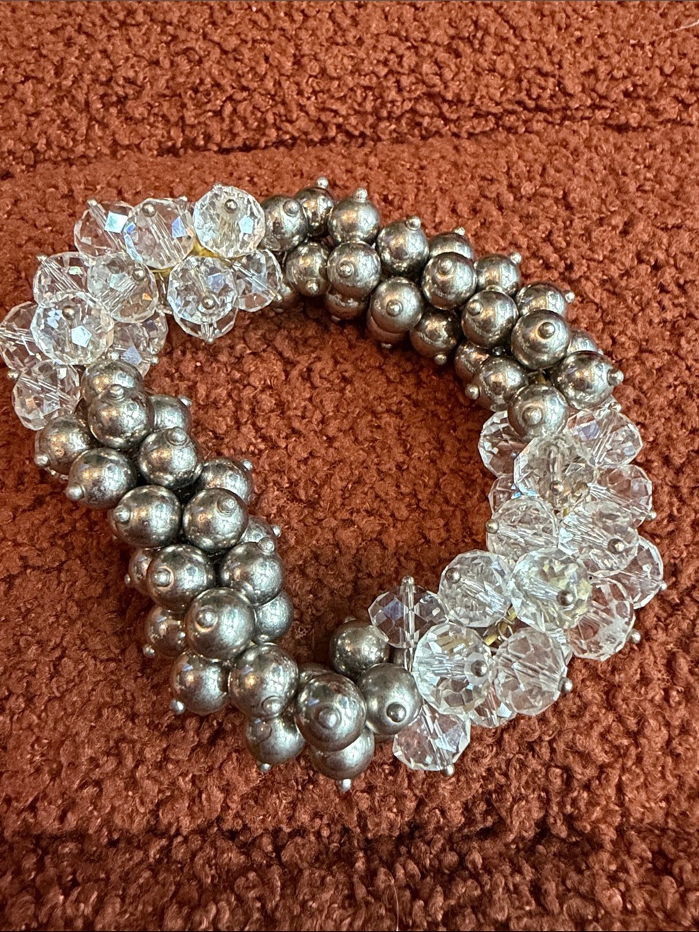 Chunky Silver and Clear Beaded Bracelet